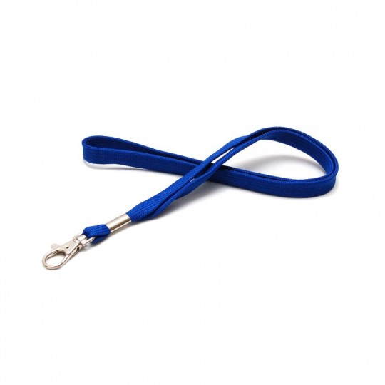 Cordon tour de cou tube 12mm avec crochet bleu x100 1437281