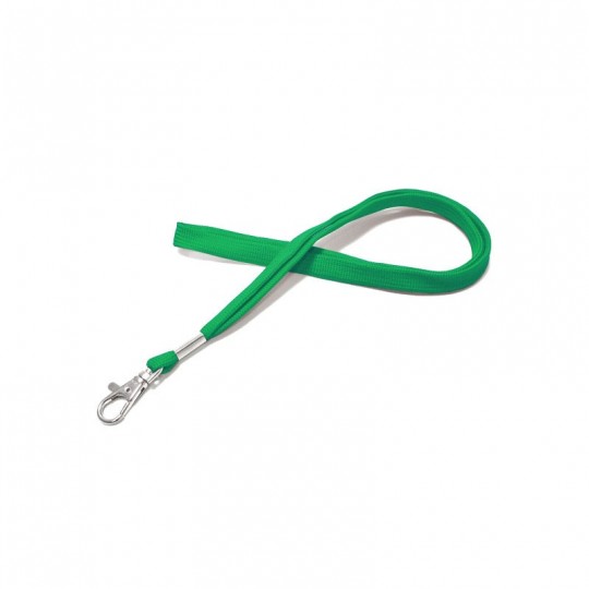 Cordon tour de cou tube 12mm avec crochet vert x100 1437282