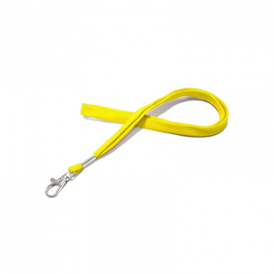 Cordon tour de cou tube 12mm avec crochet jaune x100 1437283