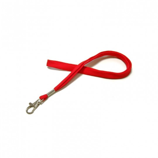 Cordon tour de cou tube 12mm avec crochet rouge x100 1437284