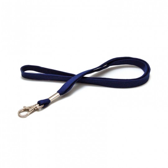 Cordon tour de cou tube 12mm avec crochet bleu foncé x100 1437288