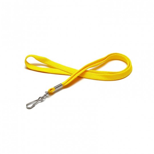 Cordon tour de cou tube 12mm polyester avec mousqueton métal Jaune x100 1437213