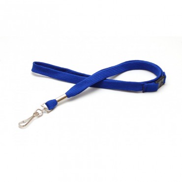 Cordon tour de cou tube 12mm sécurisé avec mousqueton métal Bleu x100 1437241 Cordon tour de cou tube 12mm sécurisé avec mousqueton métal Bleu x100 1437241