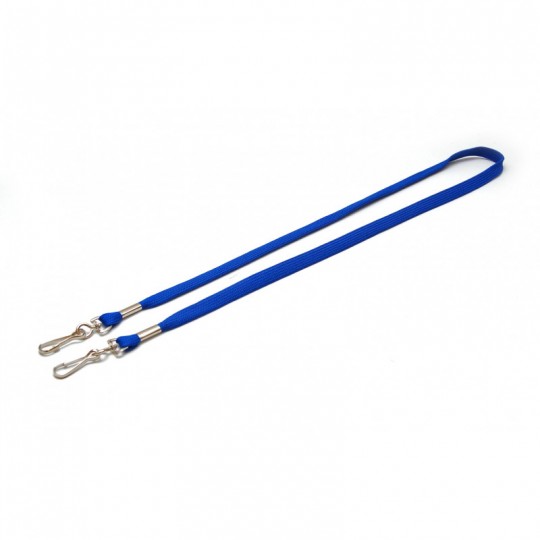 Cordon tour de cou tube 12mm avec double attache crochet métal Bleu X100 1437221