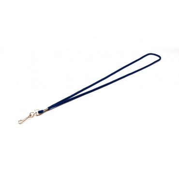 Cordon tour de cou rond 4mm avec mousqueton métal bleu marine 1434018