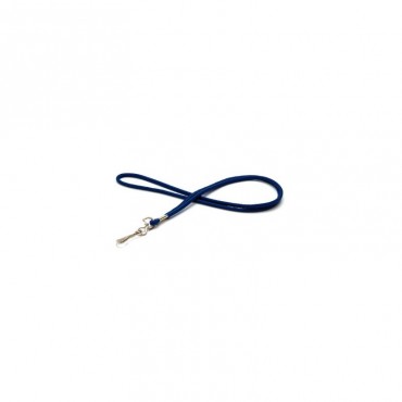 Cordon tour de cou rond 4mm avec mousqueton métal bleu marine 1434018