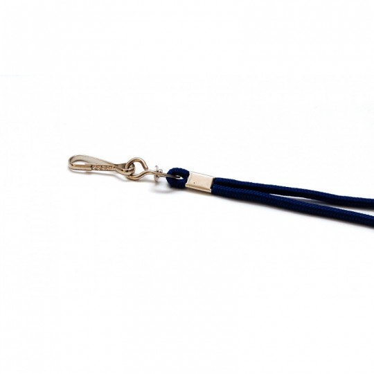 Cordon tour de cou sécurisé rond 4 mm avec mousqueton métal Bleu marine X 100 1434028
