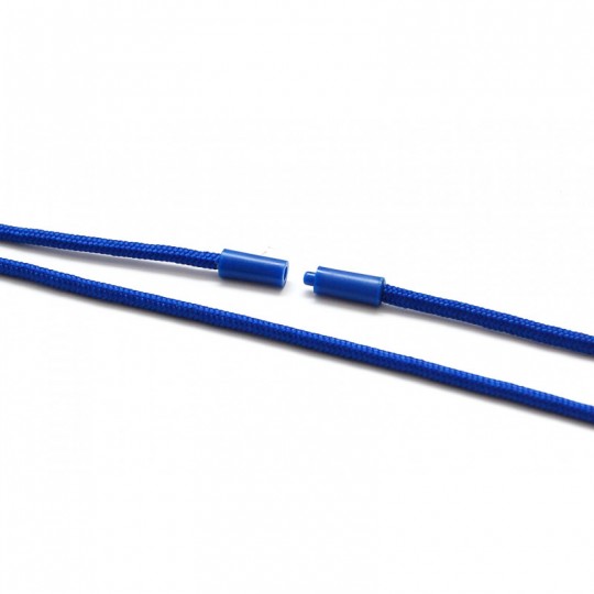 Cordon tour de cou sécurisé rond 4 mm avec mousqueton métal Bleu roi X 100 1434021