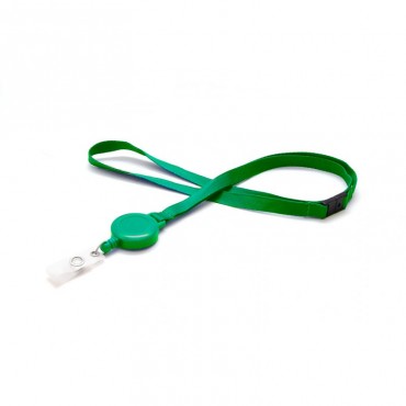 Cordon tour de cou plat 10 mm satiné avec enrouleur attache badge Couleur X 100 1437100