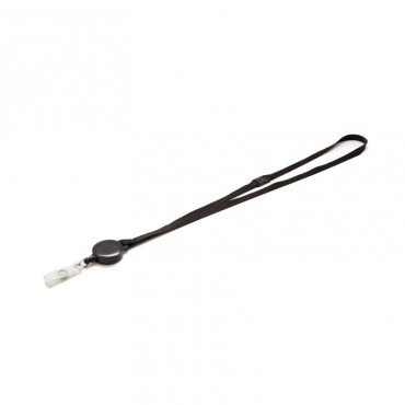 Cordon tour de cou plat 10 mm satiné avec enrouleur attache badge Couleur X 100 1437100