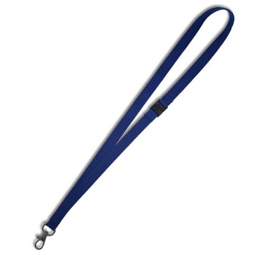 Cordon tour de cou sécurisé en PET recyclé 15 mm crochet métal bleu x100 1436380