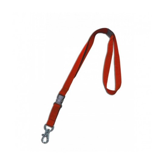 Cordon tour de cou sécurisé en polyester 15 mm boucle détachable et crochet métal Rouge x100 1437374