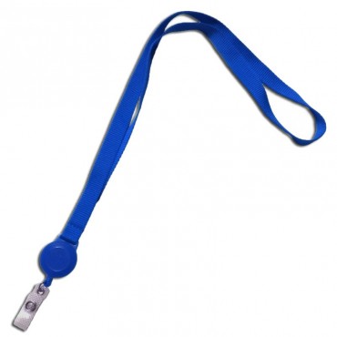 Cordon Tour de cou en polyester 15 mm blanc enrouleur avec attache badge 1437110 x 100 Bleu 1437111 Cordon Tour de cou en polyester 15 mm blanc enrouleur avec attache badge 1437110 x 100 Bleu 1437111
