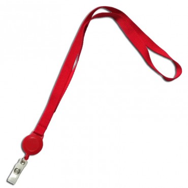 Cordon Tour de cou en polyester 15 mm blanc enrouleur avec attache badge 1437110 x 100 Rouge 1437114 Cordon Tour de cou en polyester 15 mm blanc enrouleur avec attache badge 1437110 x 100 Rouge 1437114