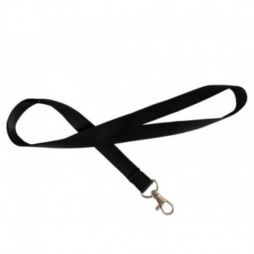 Cordon Tour de cou plat satiné en polyester 15 mm noir crochet métal 1437386 Cordon Tour de cou plat satiné en polyester 15 mm noir crochet métal 1437386