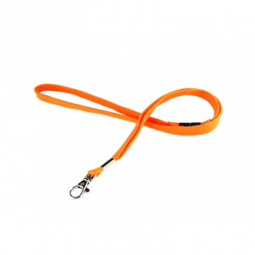 Cordon Tour de cou tube en polyester 12 mm orange crochet métal x100 1437299