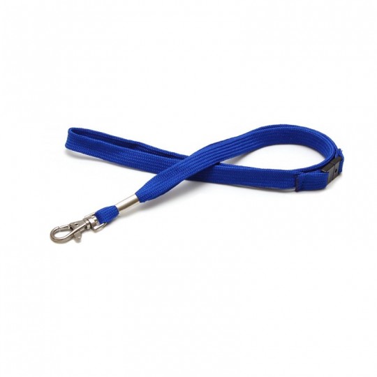 Cordon Tour de cou tube en polyester 12 mm bleu crochet métal x100 1437291