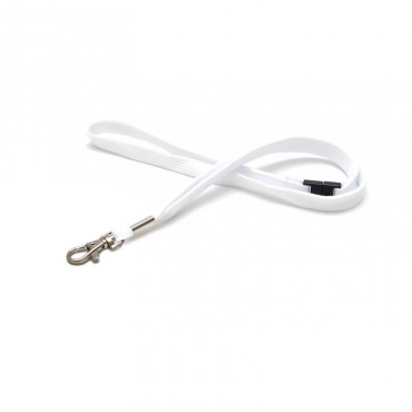 Cordon Tour de cou tube en polyester 12 mm blanc crochet métal x100 1437290