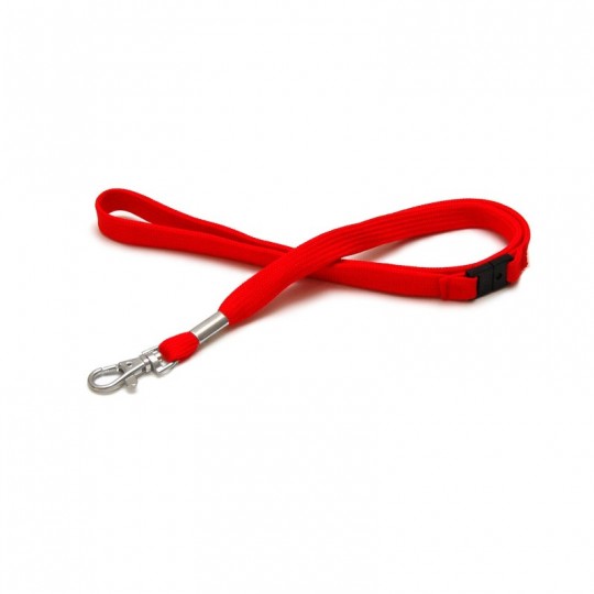 Cordon Tour de cou tube en polyester 12 mm rouge crochet métal x100 1437294