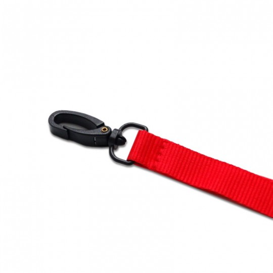 Cordon Tour de cou plat en polyester 15mm mousqueton plastique x 100 1436054 rouge