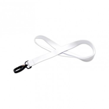 Cordon Tour de cou plat en polyester 15mm mousqueton plastique x 100 1436050 blanc Cordon Tour de cou plat en polyester 15mm mousqueton plastique x 100 1436050 blanc