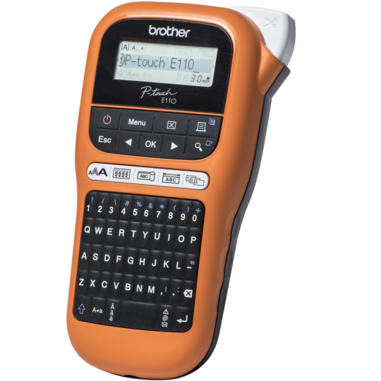 Etiqueteuse portable BROTHER PT-E110VP avec mallette PTE110VPYP1 vue de l'étiqueteuse seule disponible chez Althus office