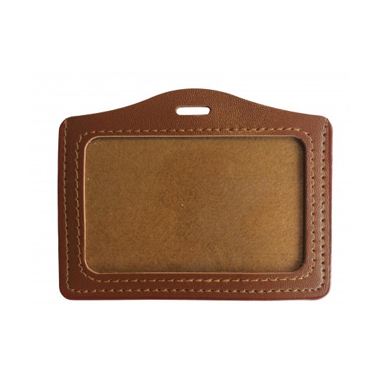 Porte-badge rigide aspect cuir horizontal 1 carte CB MARRON 1453262