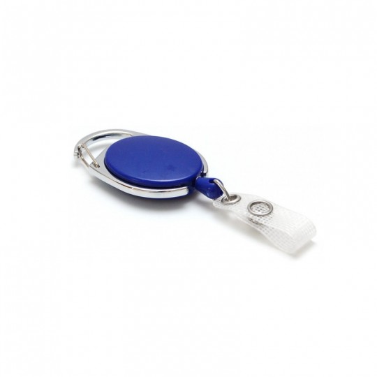 Enrouleur attache badge plastique translucide ovale IDS970 x100 1460072 bleu