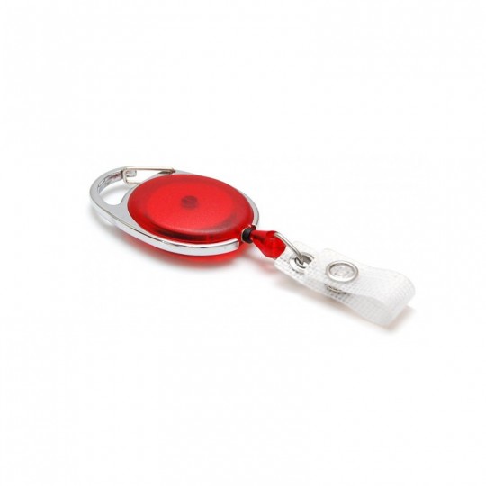 Enrouleur attache badge plastique translucide ovale IDS970 x100 1460076 rouge