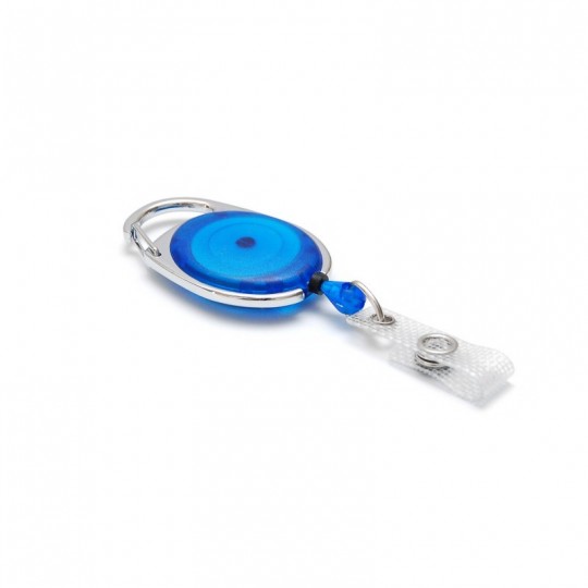 Enrouleur attache badge plastique translucide ovale IDS970 x100 1460079 bleu translucide