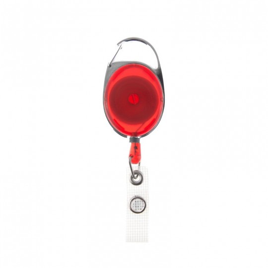 Enrouleur attache badge plastique translucide ovale IDS970 x100 1460076 rouge