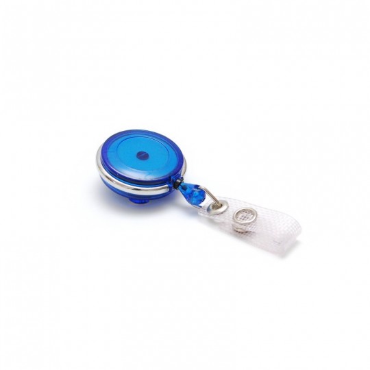Enrouleur Zip plastique Attache Badge Cercle métal IDS950 x100 1473062 bleu translucide