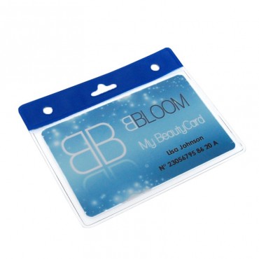 Porte-badge souple vinyle avec bandeau bleu renforcé 1453051 Porte-badge souple vinyle avec bandeau bleu renforcé 1453051
