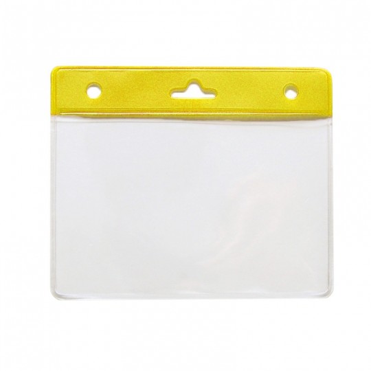 Porte-badge souple vinyle avec bandeau jaune renforcé 1453054