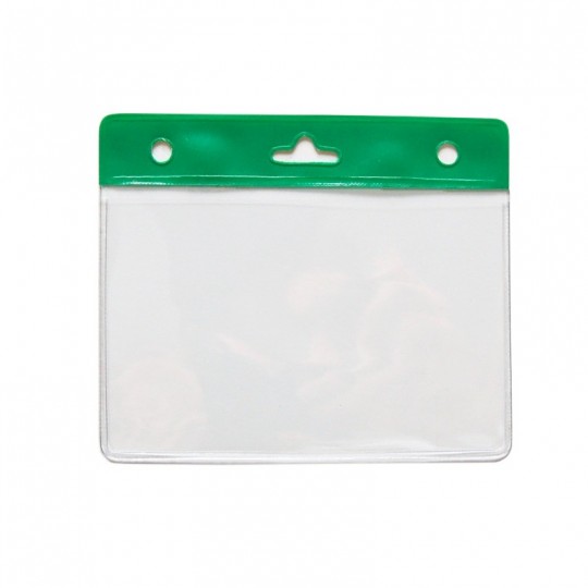 Porte-badge souple vinyle avec bandeau vert renforcé 1453055