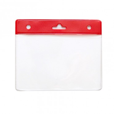 Porte-badge souple vinyle avec bandeau rouge renforcé 1453053 Porte-badge souple vinyle avec bandeau rouge renforcé 1453053