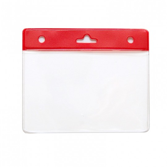 Porte-badge souple vinyle avec bandeau rouge renforcé 1453053