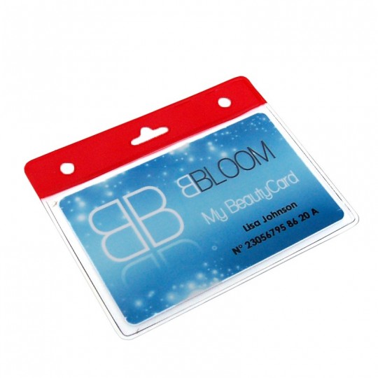 Porte-badge souple vinyle avec bandeau rouge renforcé 1453053