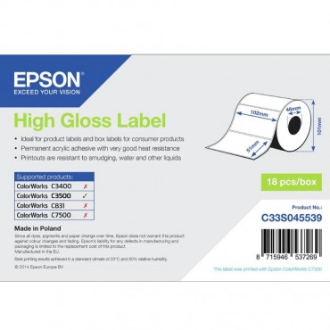 Étiquette Jet d'encre EPSON C33S045539 102x51mm - Disponible sur Althus-Office.