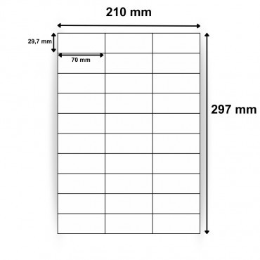 Planche d’étiquettes 70 x 29,7mm - 30 étiquettes par feuille - Découvrez sur Althus-Office Planche d’étiquettes 70 x 29,7mm - 30 étiquettes par feuille - Découvrez sur Althus-Office