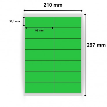 Étiquettes en papier vélin vert 99x38.1mm - 100 planches par boîte - Trouvez sur Althus-Office Étiquettes en papier vélin vert 99x38.1mm - 100 planches par boîte - Trouvez sur Althus-Office