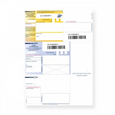 Bordereaux Recommandés A4 Nationaux Sans Accusé et Avec Code Barre - Réf 3460 Bordereaux Recommandés A4 Nationaux Sans Accusé et Avec Code Barre - Réf 3460