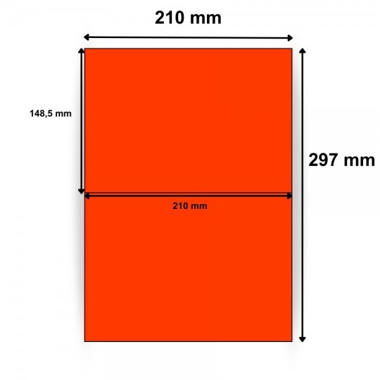 Etiquette en planche A5 couleur vive 210 x 148,5 mm boite de 100 planches 2628X10