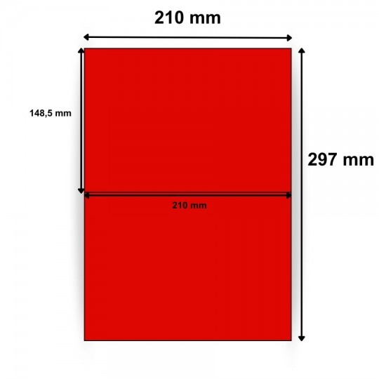 Etiquette en planche A5 couleur vive 210 x 148,5 mm boite de 100 planches 2628X10