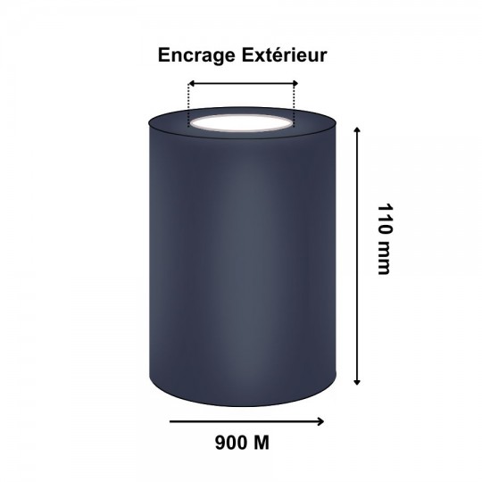Ruban Transfert Thermique 110mmx900m ZEBRA Cire2300 02300BK11090