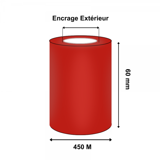 Ruban Transfert Thermique 60mmx450m ZEBRA  Cire5319 Rouge 05319RD06045