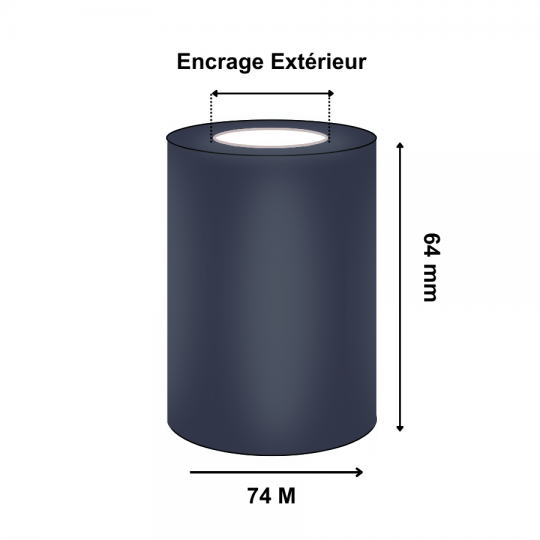 Ruban Transfert Thermique 64mmx74m ZEBRA Cire2300 02300GS06407