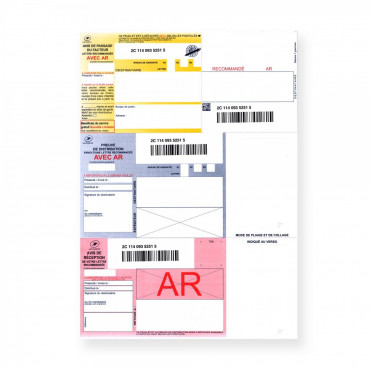Bordereaux Recommandés A4 Nationaux Avec Accusé et Code Barre - Réf 3899 Bordereaux Recommandés A4 Nationaux Avec Accusé et Code Barre - Réf 3899