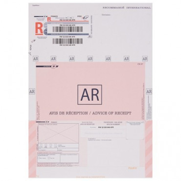 Bordereaux Recommandés A4 Internationaux Avec Accusé et code barre - Réf: 3263 Bordereaux Recommandés A4 Internationaux Avec Accusé et code barre - Réf: 3263