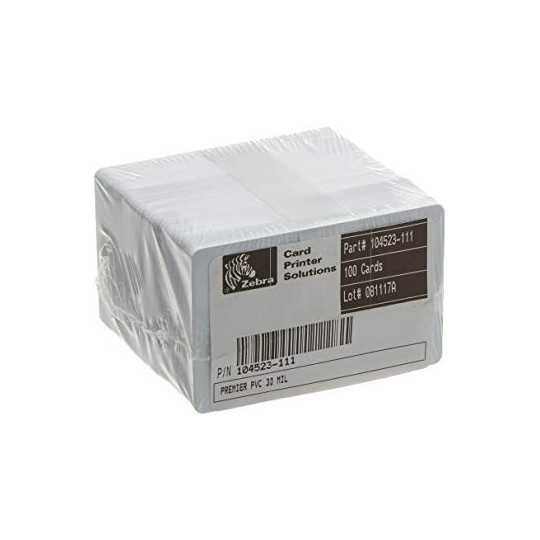 Carte PVC ZEBRA Blanc Lot de 500 cartes - Réf : 104523-111